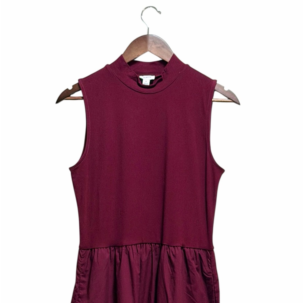 J.Crew Mockneck knit mixed-media dress in dark red size M - Picture 4 of 5